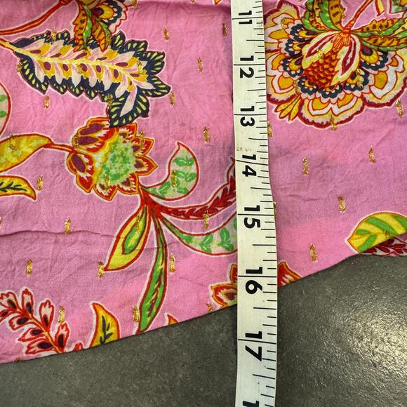 Vintage Y2K Aerie AE Pink Floral Metallic Gold Cami Crop Tank Top Tropical M - Picture 5 of 5